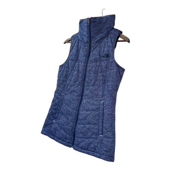 The North Face Womens Pseudio Puffer Vest S Heathered Blue Quilted Layer Outdoor - Picture 2 of 11
